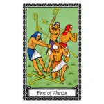 Mystical illustration representing Five of Wands