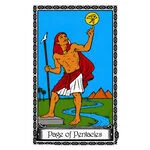 Mystical illustration representing Page of Pentacles