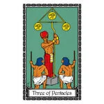 Mystical illustration representing Three of Pentacles