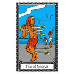 Mystical illustration representing Five of Swords