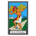 Mystical illustration representing Seven of Pentacles