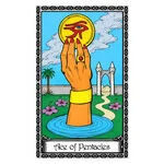 Mystical illustration representing Ace of Pentacles