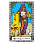 Mystical illustration representing Queen of Pentacles