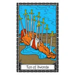 Mystical illustration representing Ten of Swords