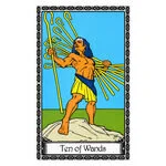 Mystical illustration representing Ten of Wands
