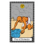 Mystical illustration representing Five of Pentacles