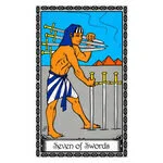 Mystical illustration representing Seven of Swords