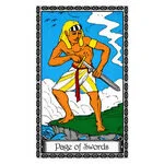 Mystical illustration representing Page of Swords