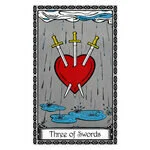 Mystical illustration representing Three of Swords