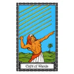 Mystical illustration representing Eight of Wands