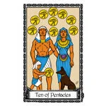 Mystical illustration representing Ten of Pentacles